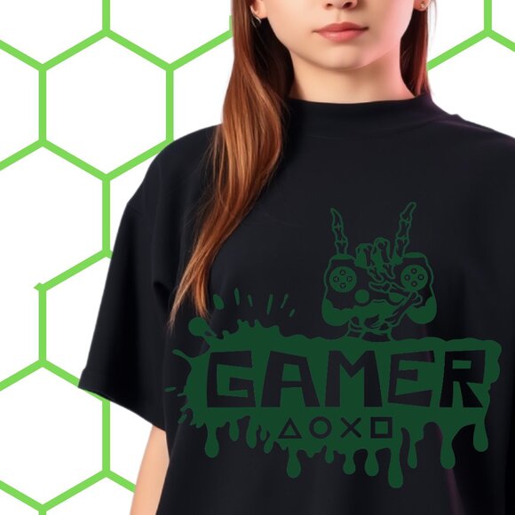 Gamer Green Graphic Shirt Gaming Lover Tshirt Alt St Patrick's day shirt - Picture 1 of 7